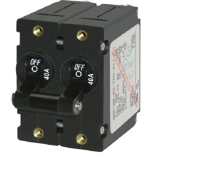 Hot Deal! Blue Sea A-Series 40A Double Pole Black Toggle Circuit Breaker