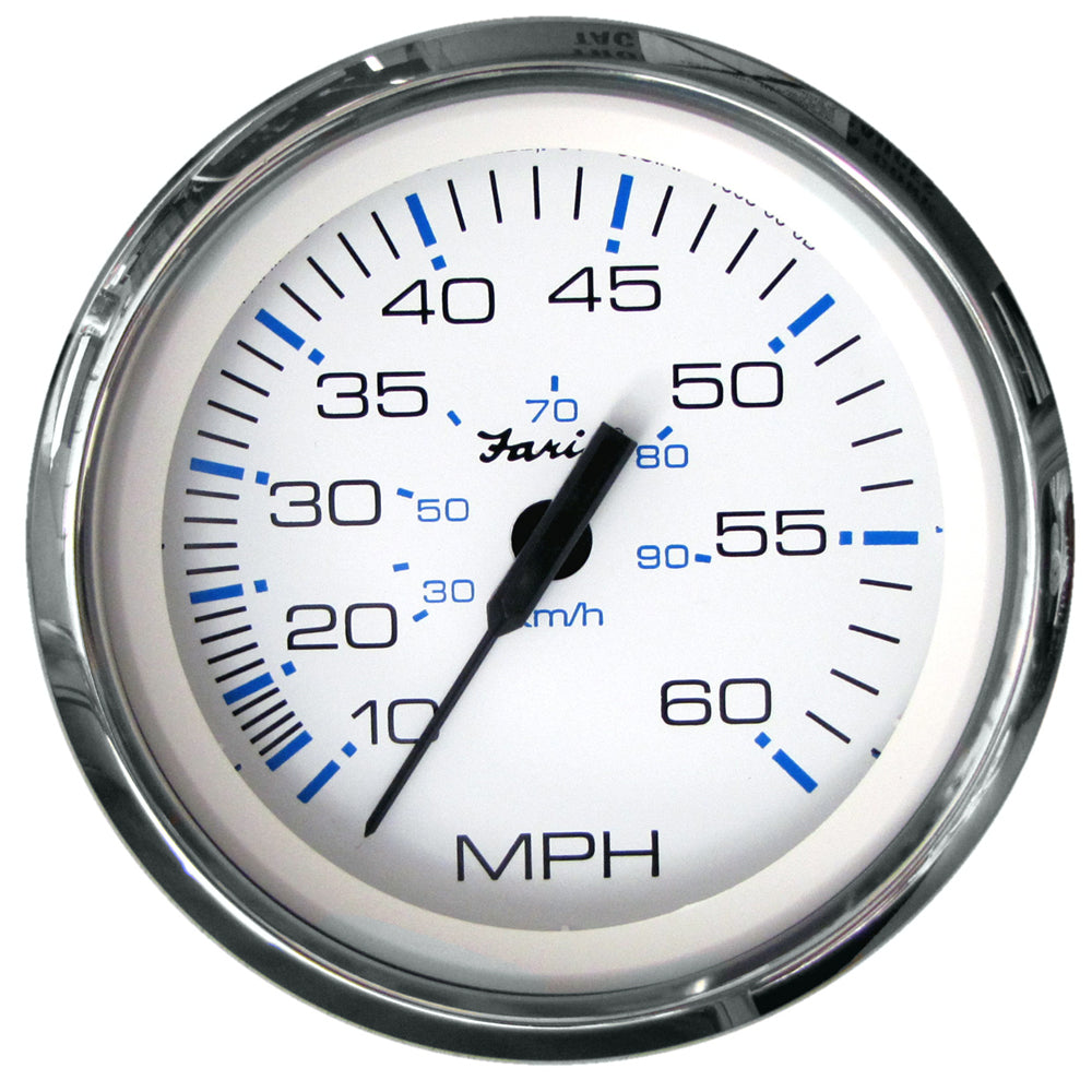 Faria 4-Inch Chesapeake White Stainless Steel Speedometer - 60MPH (Pitot) [33811]