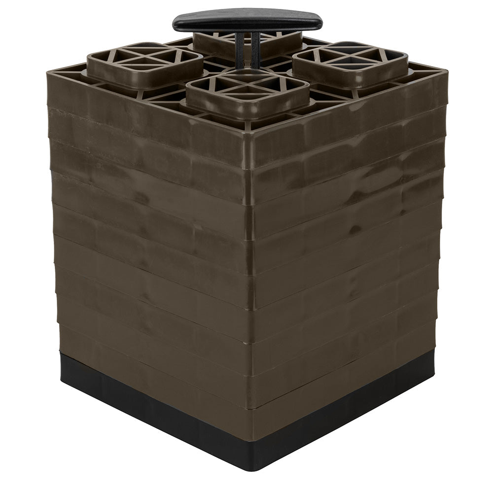 Camco 10-Pack Brown 2x2 FasTen Leveling Blocks with T-Handle - Ideal for Safe Leveling
