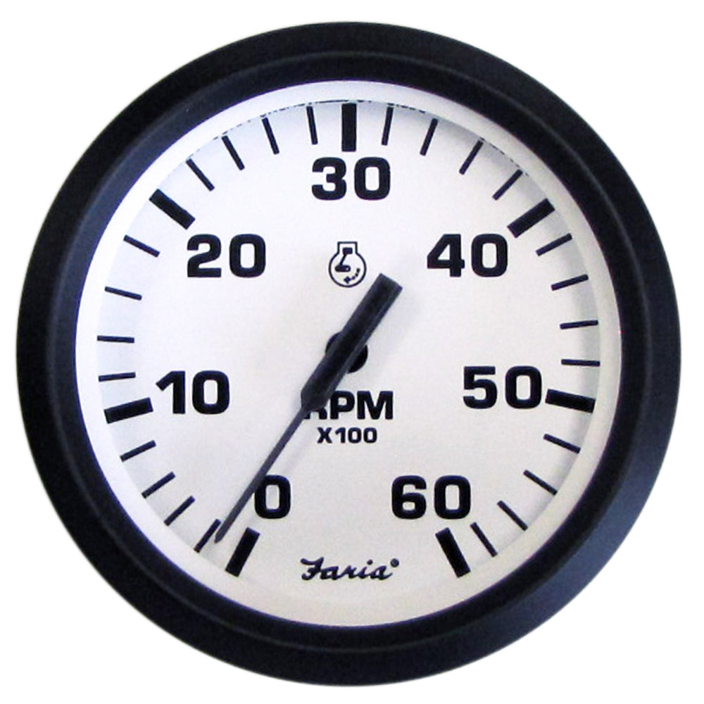Faria Euro White 4 Tachometer - 6000 RPM (Gas) (Inboard  I/O) [32904]