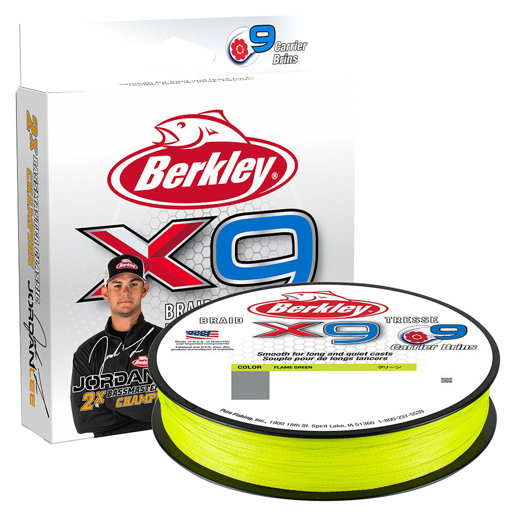 Berkley X9 Flame Green Fishing Braid - 50lb, 164 yds (Hot Deal!)